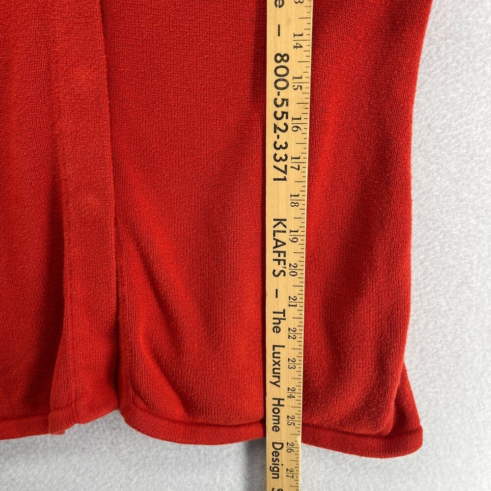 EILEEN FISHER Sweater S Organic Cotton Snap Front Drawstring Cardigan Orange - Picture 9 of 10